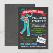 Chalkboard Singles Pajama Party Kaart (Voorkant / Achterkant)
