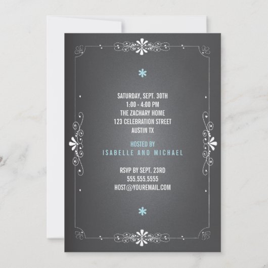 Chalkboard Sip en See Baby BoyInvitation Kaart (Achterkant)