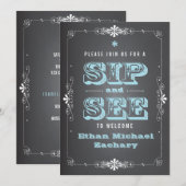 Chalkboard Sip en See Baby BoyInvitation Kaart (Voorkant / Achterkant)