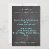 Chalkboard Sip en See Blue Baby shower Invite Kaart (Achterkant)