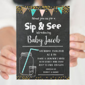 Chalkboard Sip en zie baby shower uitnodiging