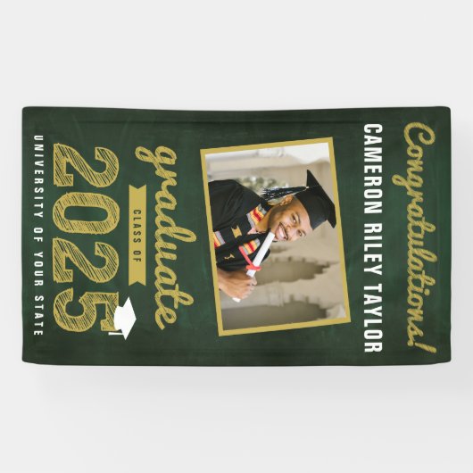 Chalkboard Sketch 2025 Foto Afstudeerfeest Spandoek (Horizontaal)