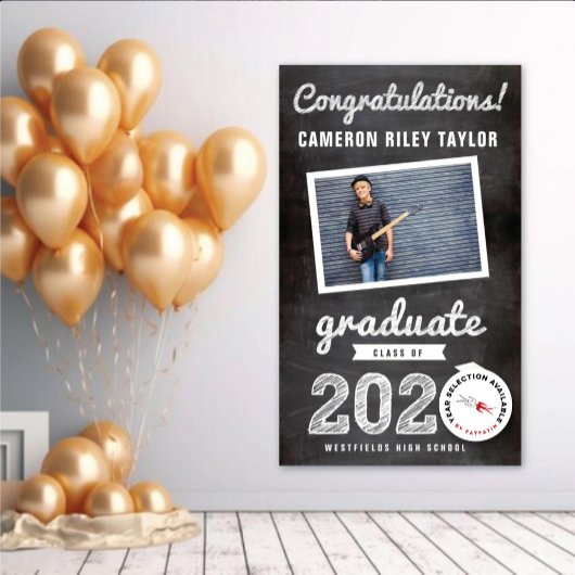 Chalkboard Sketch 2025 Foto Afstudeerfeest Spandoek