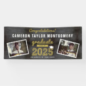 Chalkboard Sketch 2025 Twee foto afstudeerfeest Spandoek (Horizontaal)