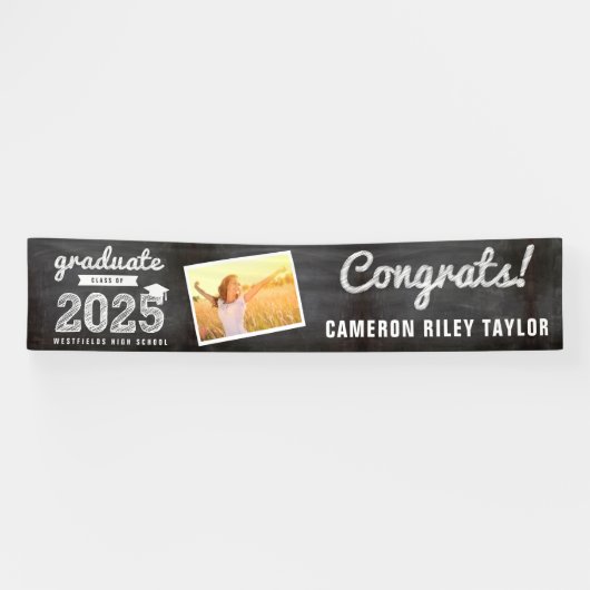 Chalkboard sketch klasse van 2025 foto Afstudeerde Spandoek (Horizontaal)