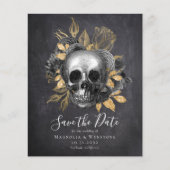 Chalkboard Skull Gold Halloween Save the Date (Voorkant)