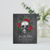 Chalkboard Skull Gothic Halloween Save the Date (Staand voorkant)