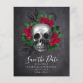 Chalkboard Skull Gothic Halloween Save the Date (Voorkant)