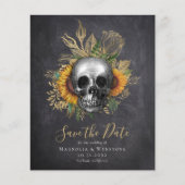 Chalkboard Skull Gothic Halloween Save the Date (Voorkant)