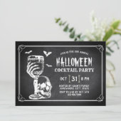 Chalkboard Skull Halloween Cocktail Party Kaart (Staand voorkant)