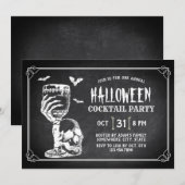 Chalkboard Skull Halloween Cocktail Party Kaart (Voorkant / Achterkant)