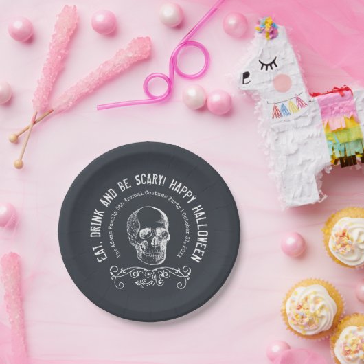 Chalkboard Skull Persoonlijke halloween Partij Papieren Bordje (Feest)