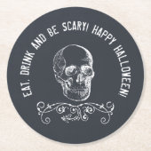 Chalkboard Skull Persoonlijke halloween Partij Ronde Kartonnen Onderzetter (Voorkant)