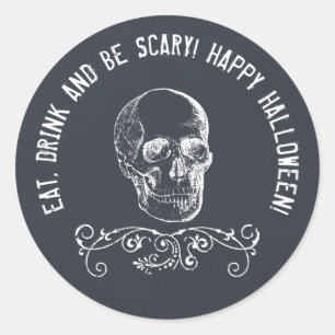 Chalkboard Skull Persoonlijke halloween Partij Ronde Sticker