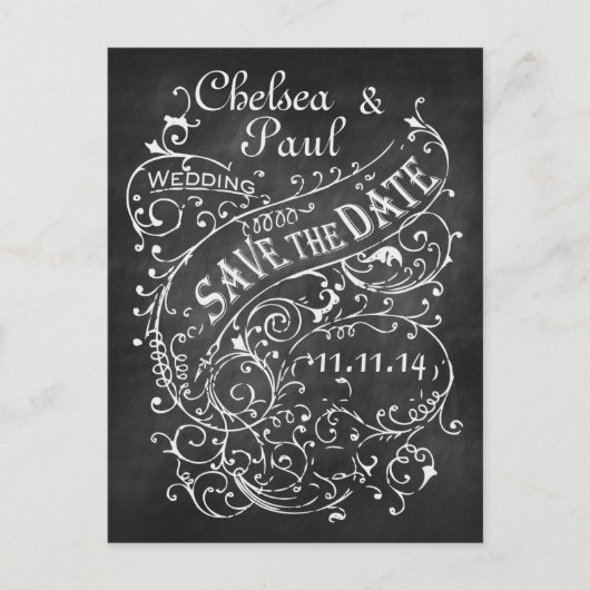  Chalkboard slaat de datum op Aankondigingskaart (Voorkant)