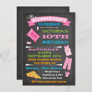 Chalkboard Sleepover Slumber Party Spa Birthday Kaart
