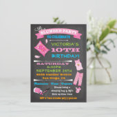 Chalkboard Sleepover Slumber Party Spa Birthday Kaart (Staand voorkant)