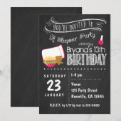 Chalkboard Sleepover Verjaardagsfeestuitnodigingen Kaart (Voorkant / Achterkant)