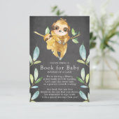 Chalkboard Sloth Baby shower Boek voor Baby Kaart (Staand voorkant)
