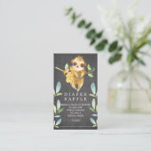 Chalkboard Sloth Baby shower Luier Raffle Ticket Informatiekaartje (Staand voorkant)