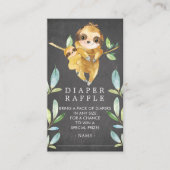 Chalkboard Sloth Baby shower Luier Raffle Ticket Informatiekaartje (Voorkant)