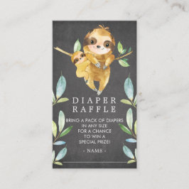 Chalkboard Sloth Baby shower Luier Raffle Ticket Informatiekaartje