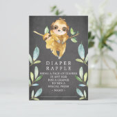 Chalkboard Sloth Baby shower Luier Raffle Ticket Informatiekaartje (Staand voorkant)