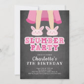 Chalkboard Slumber Pajama Birthday Uitnodiging (Voorkant)