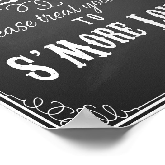Chalkboard S'more Bar bruiloft party print (Hoek)