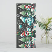 Chalkboard sneeuwbal vecht kerst Kaart voor jongen (Staand voorkant)