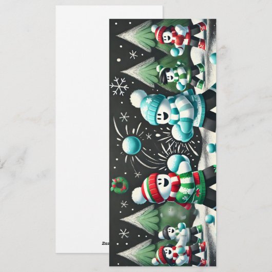 Chalkboard sneeuwbal vecht kerst Kaart voor jongen (Voorkant / Achterkant)