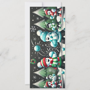 Chalkboard sneeuwbal vecht kerst Kaart voor jongen