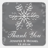 Chalkboard sneeuwvlok dank u label (Voorkant)