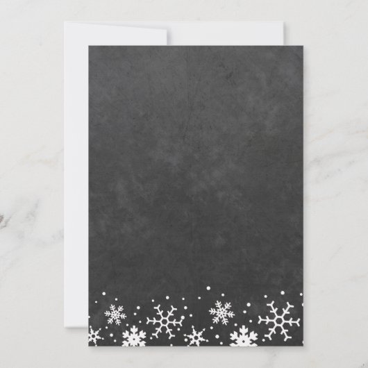 Chalkboard sneeuwvlokken rustieke verjaardagsfeest kaart (Achterkant)