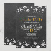 Chalkboard sneeuwvlokken rustieke verjaardagsfeest kaart (Voorkant / Achterkant)
