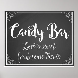 Chalkboard Snoep Bar Love is snoepje bruiloft Poster