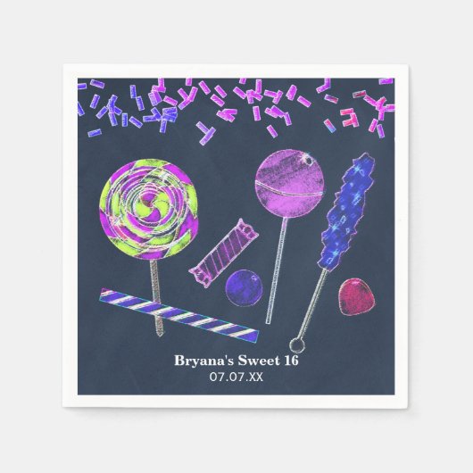 Chalkboard Snoep Land snoepjes krijt Doodles Party Servet (Voorkant)