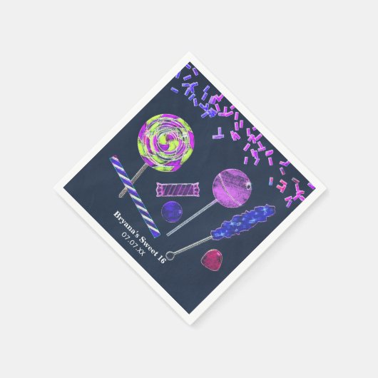 Chalkboard Snoep Land snoepjes krijt Doodles Party Servet (Hoek)