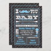 Chalkboard snor jongen baby douche uitnodigingen (Voorkant / Achterkant)