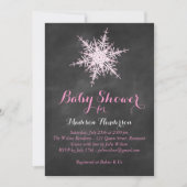 Chalkboard Snowflake Baby shower Invitation - roze Kaart (Voorkant)
