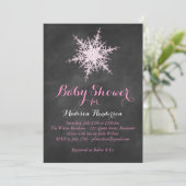 Chalkboard Snowflake Baby shower Invitation - roze Kaart (Staand voorkant)