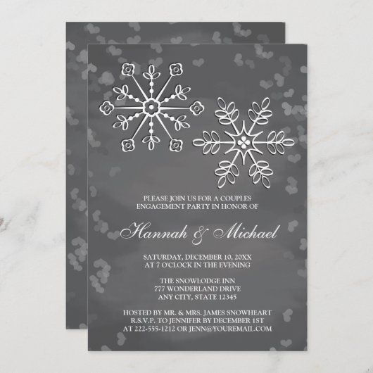 CHALKBOARD SNOWFLAKE COUPLES ENGAGTY KAART (Voorkant / Achterkant)