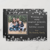 Chalkboard Snowflake Family Foto met Kerstmis Feestdagenkaart (Voorkant / Achterkant)
