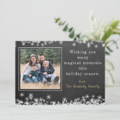 Chalkboard Snowflake Family Foto met Kerstmis Feestdagenkaart (Staand voorkant)