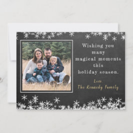 Chalkboard Snowflake Family Foto met Kerstmis Feestdagenkaart