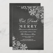 Chalkboard Snowflake Kerstfeest Uitnodiging (Voorkant / Achterkant)