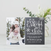 Chalkboard Snowflake Merry-kerstfoto | Feestdagenkaart (Staand voorkant)