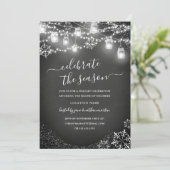 Chalkboard Snowflake String Lights Rood kerstfeest Kaart (Staand voorkant)