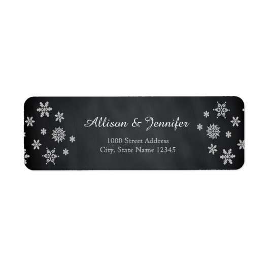 Chalkboard snowflake-vakantielabel Adres Etiket (Voorkant)