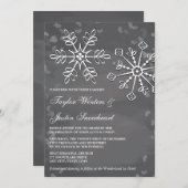 Chalkboard Snowflake Wedding Invitations Kaart (Voorkant / Achterkant)